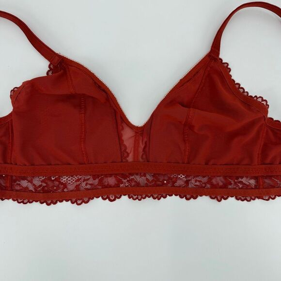 Savage X Fenty Burnt Orange Lace Bralette Bra Wireless Longline Woman Size 1X - Picture 3 of 8